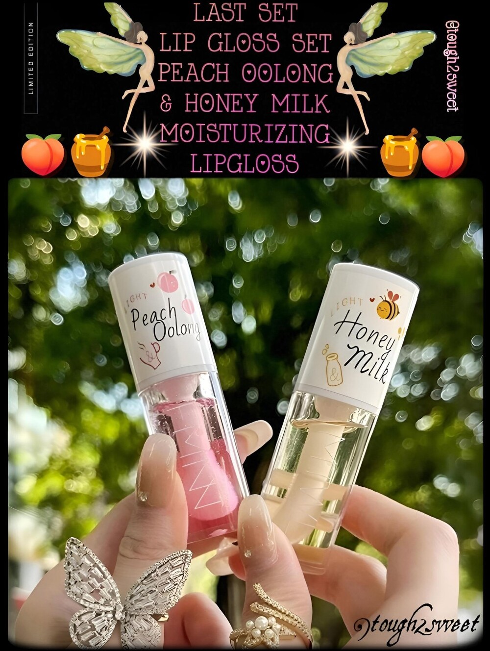 🆕️LAST SET💗~ PEACH OOLONG & HONEY MILK MOISTURIZING LIPGLOSS~ 1 OF EACH IN BOX